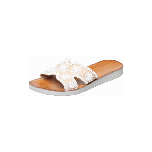 Antelope ���f�B�[�X Alex Raffia �t���b�g�T���_��, �z���C�g, 6-6.5