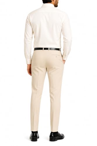 Image of Men's Stretchable Solid Plain Formal Trousers - Regular Fit Stylish Pants for Office & Party, Fashionable Dress Trousers for Men