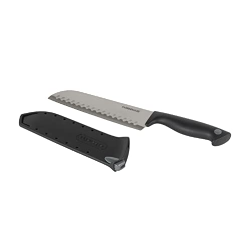 Farberware Edgekeeper 7-Inch Santoku Knife with Self-Sharpening Blade Cover, High Carbon-Stainless Steel Kitchen Knife with Ergonomic Handle, Razor-Sharp Knife, Black - Image 3