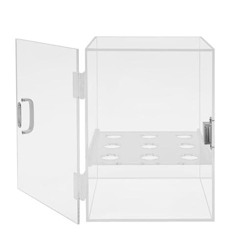 Vitrina de acrílico para Conos de Helado Expositor de 9 Orificios con Separador extraíble Puerta