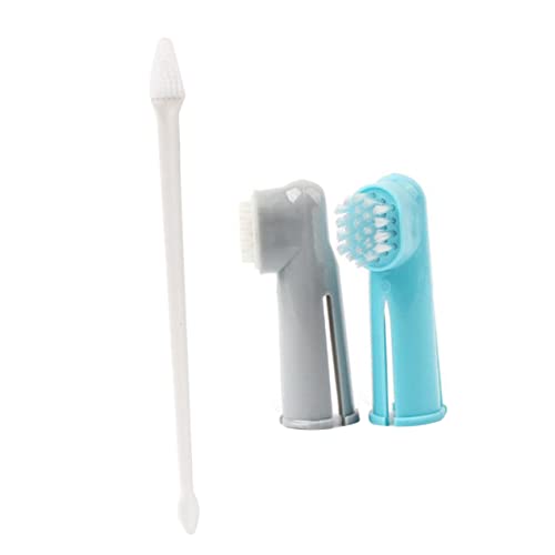 HOLIDYOYO 2Set Pet Toothbrush Kit Finger Brush Long Handle Toothbrush for Dogs and Cats Easy to Use Pet Care Tools Materials for Cleaning