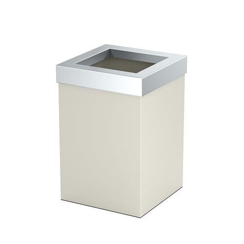 Gatco Small Bathroom Trash Can with Lid, Square 3 Gallon Stainless Steel Wastebasket, Under Sink, Matte Pearl and Chrome, for Bathroom, Bedroom, Office (1935C)