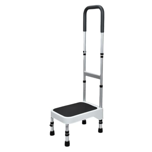 KCNN 手すり付き玄関台 手すり付き2段踏み台 高さ調整可能 150KG耐荷重 玄関 段差 転倒防止 玄関 室内 屋内 屋外 浴室 お風呂 車 軽量 老人 補助 大人 子供 持ち運び 小さい 玄関ステップ 浴槽 バスルーム キッチン (1層)