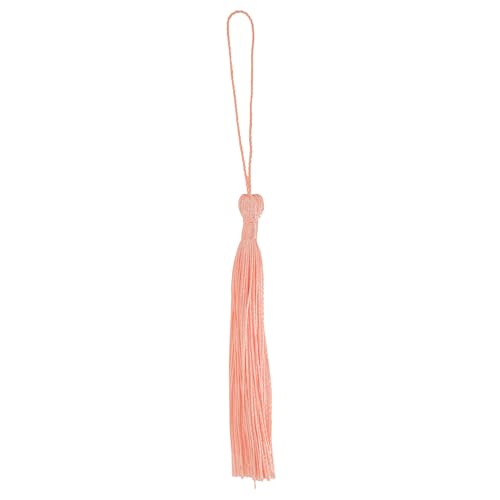 Image of Mandala Crafts Small Rose Gold Bookmark Tassels - 100 Bulk Silky Mini Craft Tassels with Loops for Bookmarks, Jewelry Making, Graduation Decorations, and Keychains