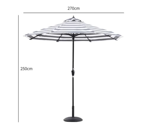 Sombrilla antiviento CLSDRZC de rayas con base estable 55 lb para terraza y patio 6