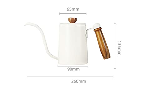 Sdfgh Drip Kettle Stainless Steel Tea Pot 600Ml Solid Wood Handle Gooseneck Drip Kettle Swan Neck Thin Mouth (Color : Silver, Size : 1Pcs) #TOP4
