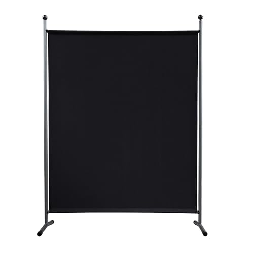 QUICK STAR Paravent Outdoor Wetterfest 150 x 190 cm Schwarz | Raumteiler Stellwand Innen | Garten & Balkon Sichtschutz Blickdicht