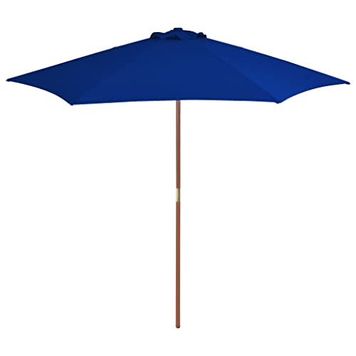 Parasol de jardin bois bleu 270 cm grand parasol rond mât bambou terrasse