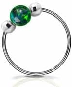 Lugasis FINE JEWELRY Silver Helix Cartilage Piercing - Handmade Sterling Silver Helix Ring with a 3mm Dark Green Opal - 8mm Thin 20 Guage Silver Piercing Hoop - Image 2