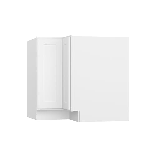 Image of Furinno Shaker EZ Reach Base Corner Diagonal Kitchen Cabinet, Ready to Assemble, 24 D x 33 W x 34.5 H, White