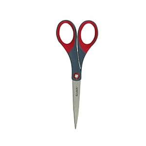 Scotch Präzisions-Büroschere mit rostfreien Stahlblättern – 18cm – Ideal für präzises Schneiden, für Rechts- und Linkshänder geeignet – Farbe grau/rot