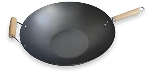 Wok EUROSTAR EC40W fondo plano acero carbono 40 cm miniatura 1