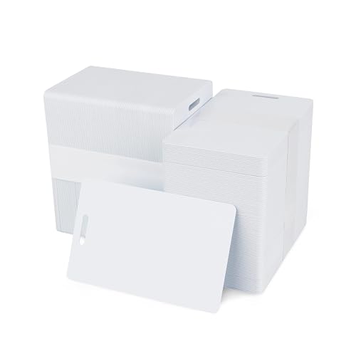 Image of Pack of 500 White CR80 PVC Cards with Slot Punch on Short Side | 30 mil by easyIDea