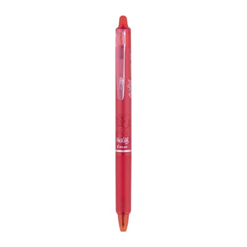 Pilot Frixion Clicker 0.7mm Fine Point Roller Ball Pen with Comfortable Dimpled Grip & Inbuild Eraser | Red Ink, 1 pcs