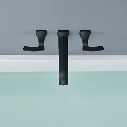 Qinkell Rubinetto Per Vasca Da Bagno Con Montaggio A Parete Per Vasca Da Bagno Nero Ad Alto Flusso Lungo Becco Raggiungere Rubinetti Per Vasca Da Bagno Romana Con 2 Maniglie - 5