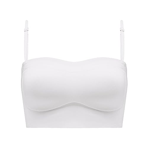 Soutien-gorge sans bretelles invisible et rembourré pour femme en blanc