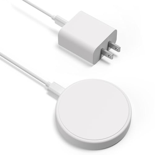 Image of Magnetic Wireless Charger for Apple: MGG Mag-Safe Charging Pad for iPhone 15 /14 /13 /12 Pro Max /Plus /Mini - Mag Charger Pad for AirPods Pro 3 2 with 18W Adapter