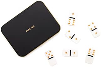 Iron & Glory | Dominoes Set | Travel Games for Adults | Mini Dominoes Set with Metal Tin Case | Family Games for Game Night | 28 Numeral Dominos & Board Game Essentials | Domino Gifts | White