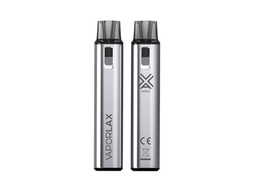 Vape Kit Replacement Pods Compatible Slim Design, Fast Charging, IPX4 reusable, rechargeable & refillable vape (Nicotine Free Empty Device) Silvery Metal