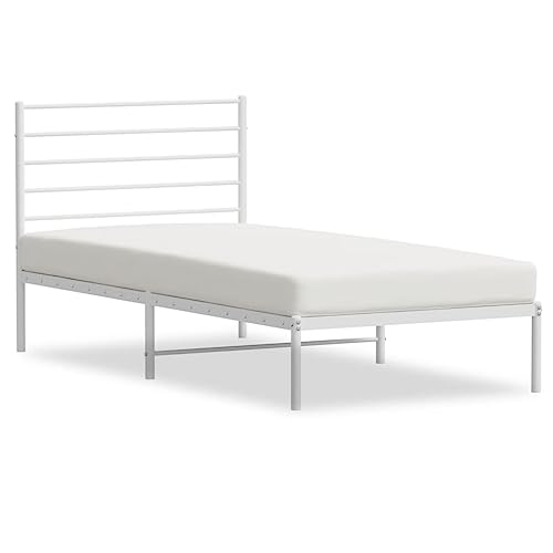 Lit gain de place métal blanc SKM 80x200 cm pour petit espace