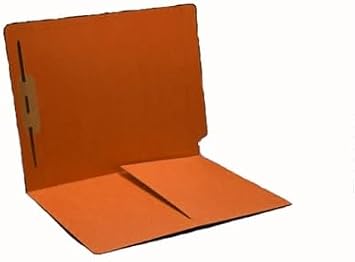 Orange Folders - 11pt, 1 Top Fastener, 1/2 Pocket, End Tab, Box of 50