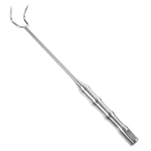 LALADEFIEE Kitchen Meat Flipper Hook Handle Stainless Steel Bbq Meat Turner Comfortable Grip for Grilling and Food Prep for Picnics Barbecues