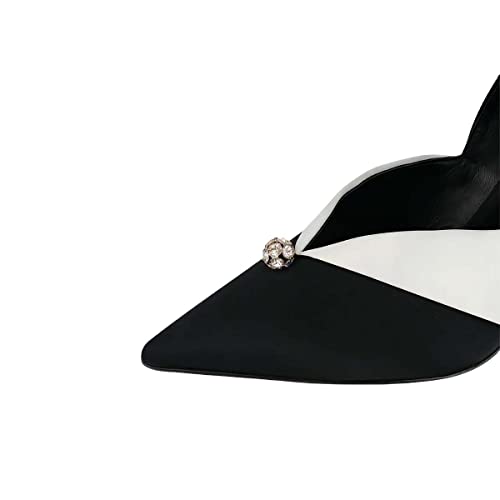 XYD Women's Pumps Stiletto High Heels Rhinestone Bead Closed Pointed Toe Slip On Comfort Ladies Office Work Church Wedding Party Dress Satin Shoes2