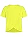 Spring&Gege Girls UPF 50+ Quick Dry Short Sleeve T Shirts Split Back Crop Athletic Workout Neon Tops, Neon Yellow, Size 7-8 Years