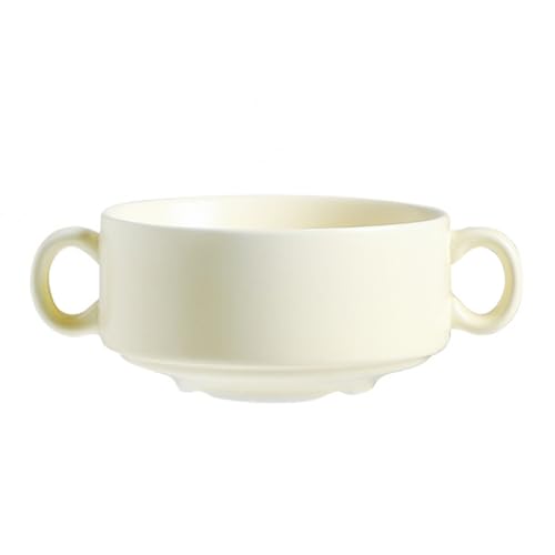 OnePine 300ml Porcelaine Bols à Déjeuner, Bol à Soupe avec Poignée, Bol à Dessert Bols à Céréales pour Restaurant à la Maison, Lave-vaisselle Convient