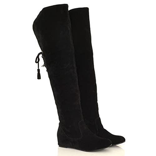 Bottes de neige chaudes haut talon style cowboy équestre en rouge pour femme