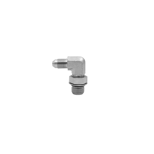 Image of (2-PACK) 6801-04-06-NWO Hydraulic Hose Adapter Fitting 1 /4 inch Male JIC 37 Flare(7 /16 inch-20UNF)x3 /8 inchMale Adjustable Nut O-Ring Boss(9 /16-18UNF) 90Elbow SAE Pipe Joints Connector Carbon Steel