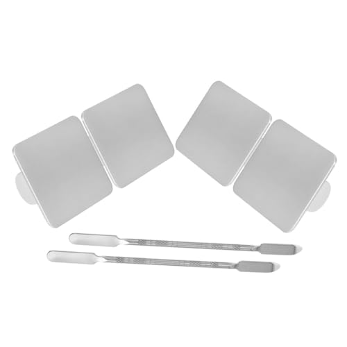 1 セット リングパレット ファンデーションパレット ステンレス製のメイクアップパレット ペイントパレット 絵の具トレイ ファンデーション用メイクプレート 化粧品パレット メイクア (銀,4.30X3.30X2.00CM)