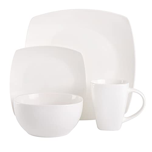 Gibson Soho Lounge Square Porcelain Dinnerware Set, Service For 4 (16Pc), White #TOP1