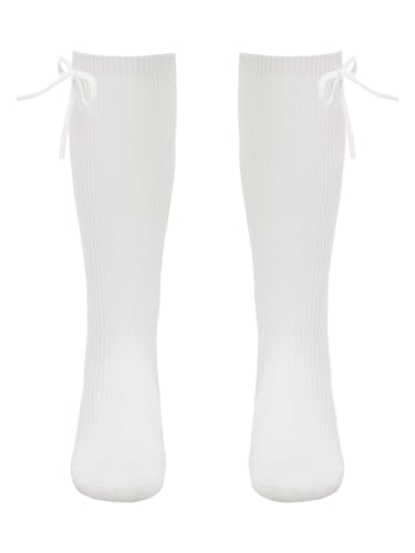 Baby Girl's Socks Cute Bow Knee High Socks Solid Color Stocking Cotton Socks 1 Pack
