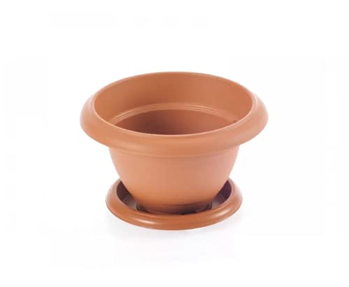 Jolie Max Extra Small Flower Plant Flat Pot and Saucer. Round Flat Pot Planter. (0.5 L) (5)