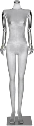 SHANYAYALI En stående mannekäng för mänsklig detaljhandel med en höjd på 167,92 cm sammet överkropp avtagbar och roterbar skyltdocka (grå)