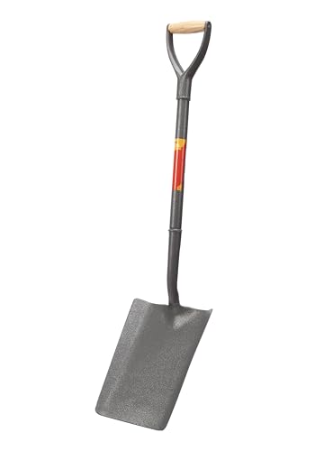 Amtech - Garden Shovel, Heavy Duty Taper Mouth Shovel for Tarmac, Back-Filling, and Other Landscape Projects, Durable Solid-Forged Blade and All-Steel Body, Comfortable Grip, Hammertone Grey (28”)