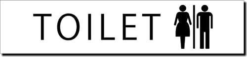 トイレ サインプレート 【 TOILET+ピクトグラム 】ホワイト (文字色:黒) アクリル2層板 UV対策品 レーザー彫刻 180mm×40mm×1.5mm 長四角 おしゃれ スタイリッシュ トイレマーク 表示 トイレ マーク トイレプレート 日本製