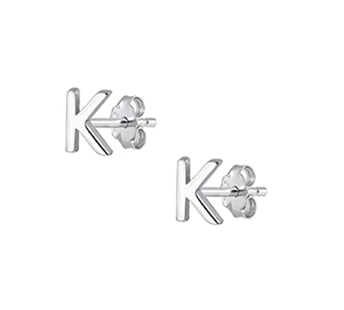925 Sterling Silver Tiny Initial Stud Earrings