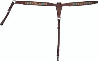 Buffalo Leather of the Rockies Western Leather Turquoise Beaded Breast Collar