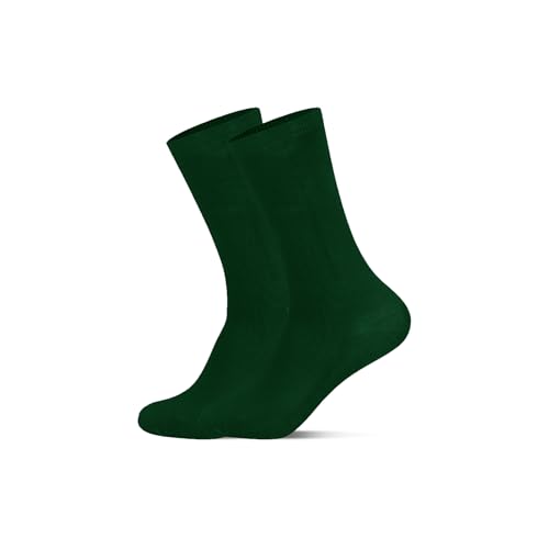 LMHCISO Mens Bamboo Rayon Dress Socks Mid Calf Socks Moisture Wicking Anti-Odor Durable Green Crew Socks for Men Size 8-13