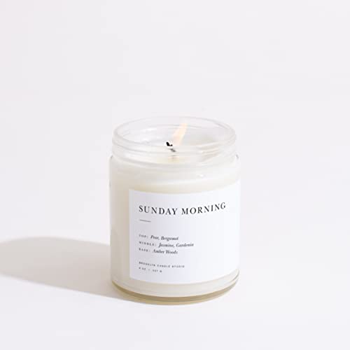 Brooklyn Candle Studio Sunday Morning Minimalist Candle | Vegan Soy Wax Luxury Scented Candle, Hand Poured in The USA, 50 Hour Slow Burn Time (7.5 oz)