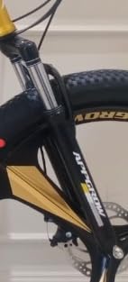 Image of Arrgrow Folding Mountain Bike, 26-inch, Gold and Yellow, 21-Speed Gears, Magnesium Alloy Wheels