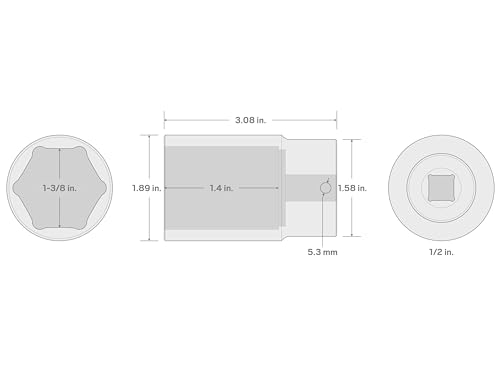 Image of TEKTON 1 /2 Inch Drive x 1-3 /8 Inch Deep 6-Point Impact Socket | SID23035