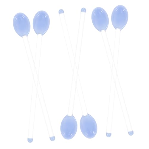 UKCOCO 6 Piezas Cuchara mezcladora de vidrio cuchara de espresso cuchara de yogur cucharas de espresso cucharadas de café Blue Reutilizable