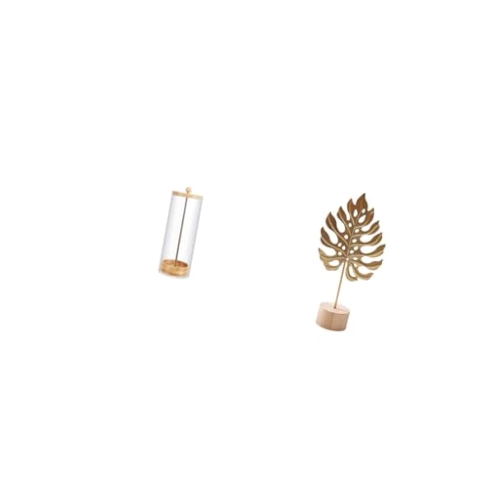 Transparent Straw Organizer Leaf Sculpture Metal Holder