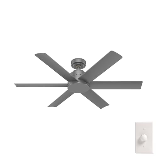 Hunter Kennicott, Outdoor or Indoor, Ceiling Fan, 52 inch, Matte Silver