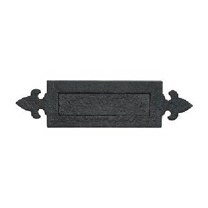 Ironmongery Solutions® Black Antique Fleurs De LYS Letter Plate Decorative Black Antique Letter Box Plate Vintage Sprung Letterbox Plate Front Door Letter Box Plate in Dimension -365x90mm