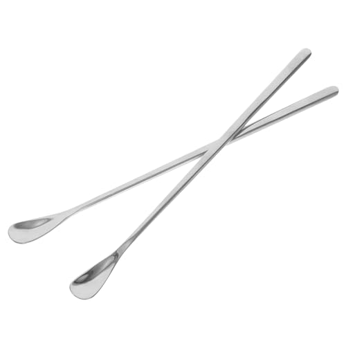 FONDOTIN 2個爬虫類用餌やりスプーン ステンレス製 使いやすいロングハンドルペットフードスクープ