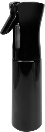 Spray Bottle for Hair (10.1oz/300ml) - 2 Seconds of Mist - Empty Ultra Fine Plastic Water Sprayer, For Hairstyling, Cleaning, Salons, Plants, Essential Oil Scents & More - Black，Press it 3 times